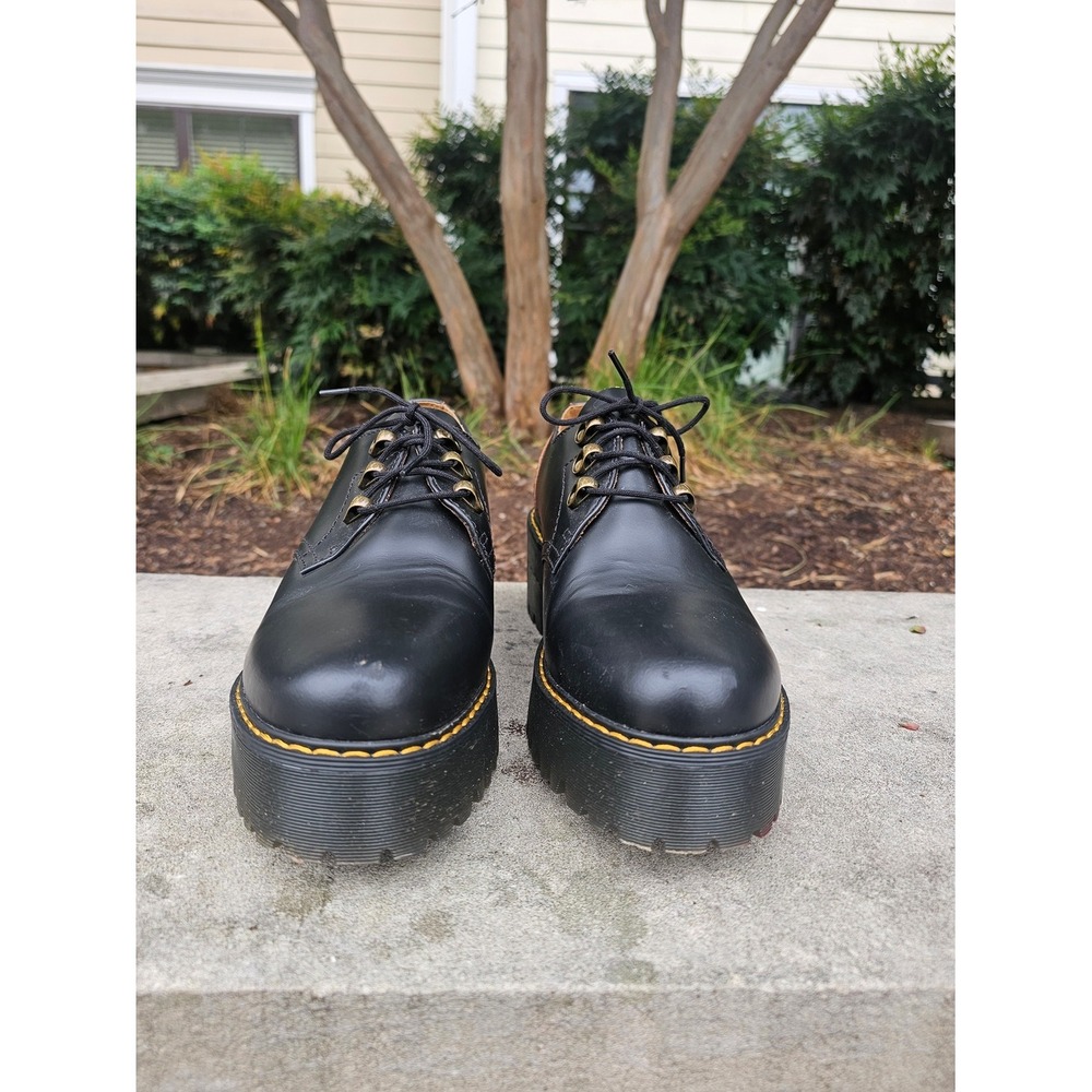 Dr. Martens Leona Lo Women 11 Black Leather Platform Oxford Lug Sole Goth Punk ~ - Picture 2 of 10